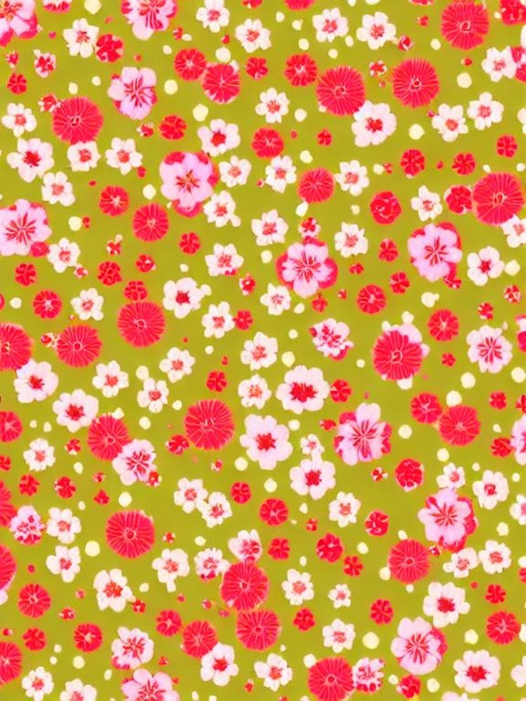 Peppermint Floral Print Warm Tones 1 Flower