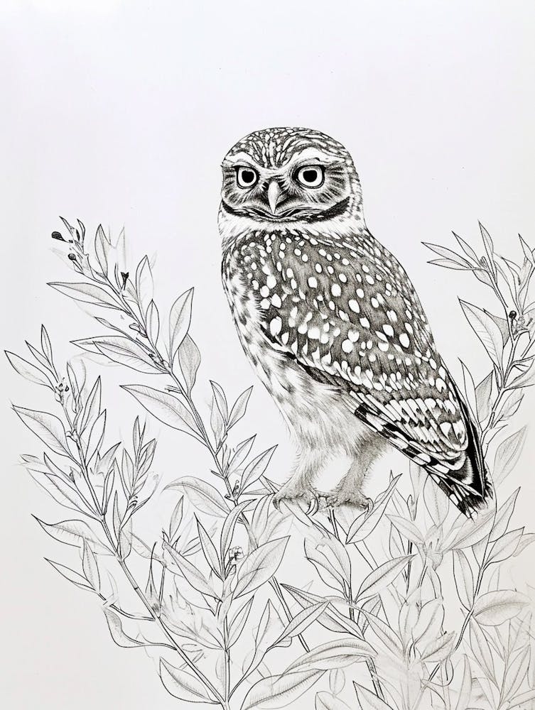 Burrowing Owl Marker Drawing 3
