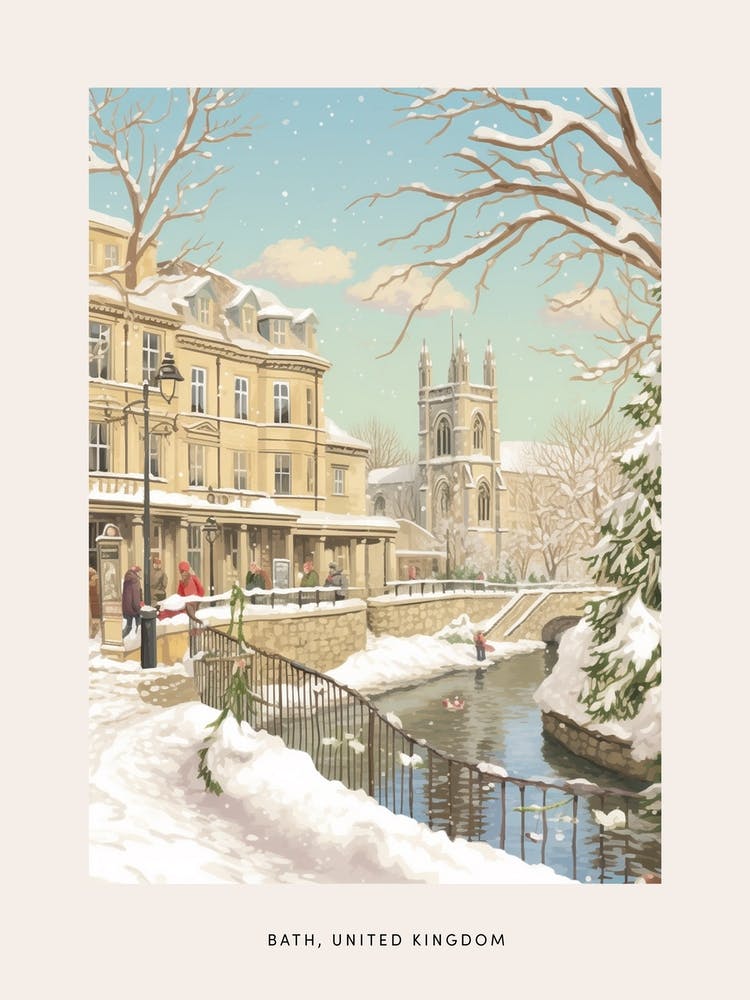 Vintage Winter Poster Bath United Kingdom 2
