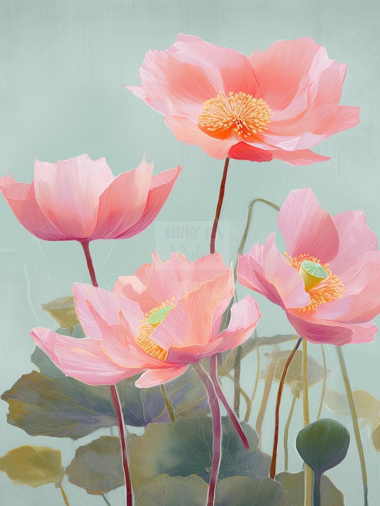 Lotus Flowers Acrylic Painting In Pastel Colours 3