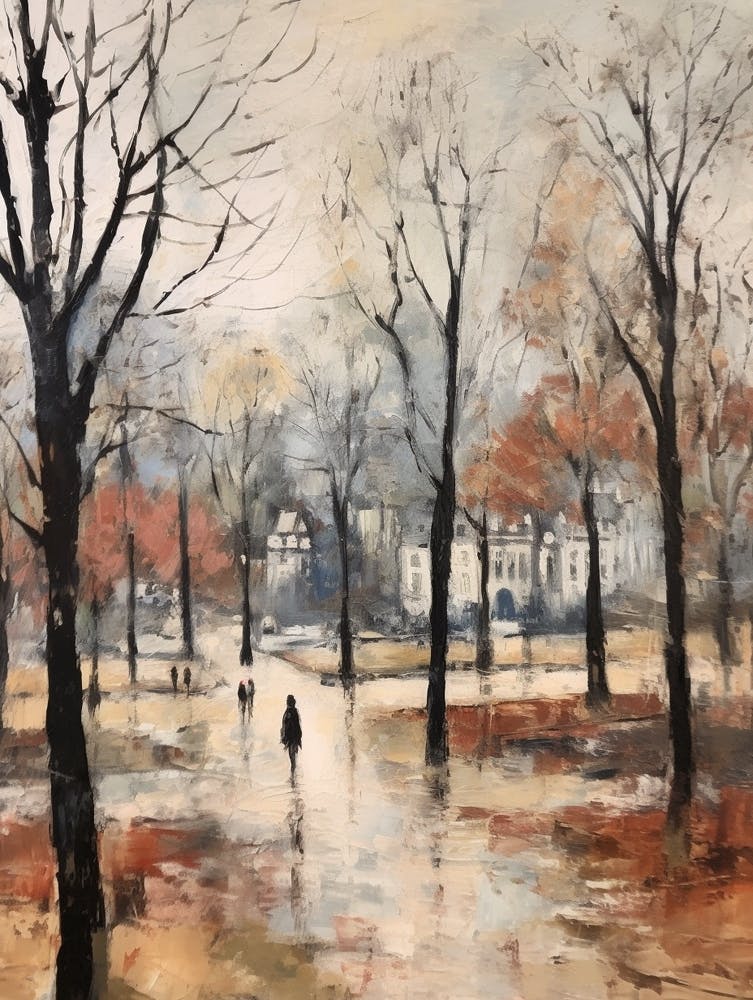 Winter City Park Painting Victoria Park London 1