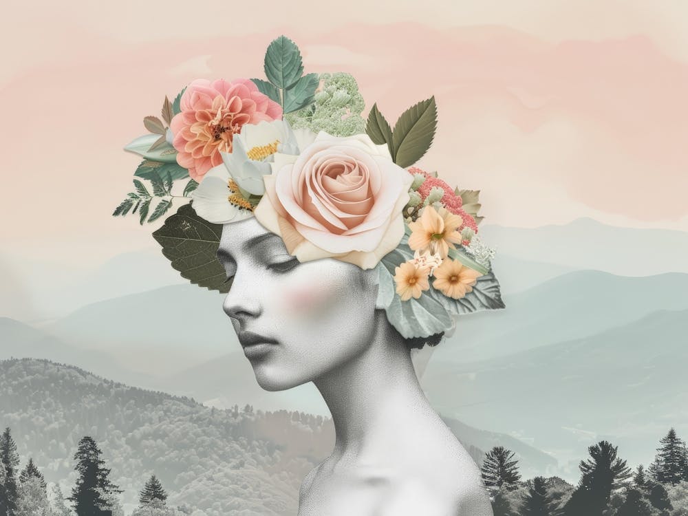 Portrait Of A Woman With Flowers 3