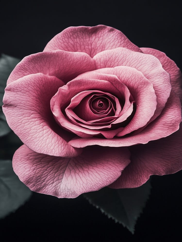Pink Rose On Black Background 50