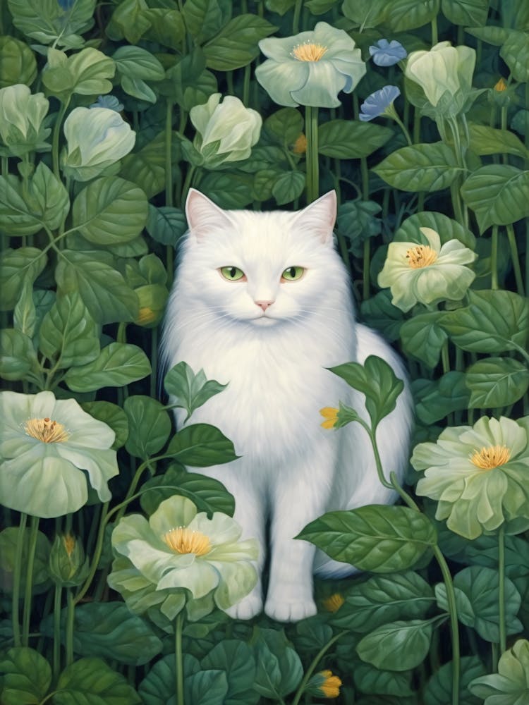 White Cat In A Garden