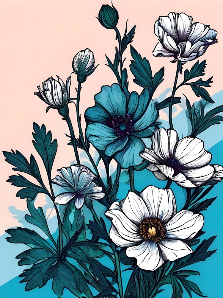 Blue Anemones Canvas Print