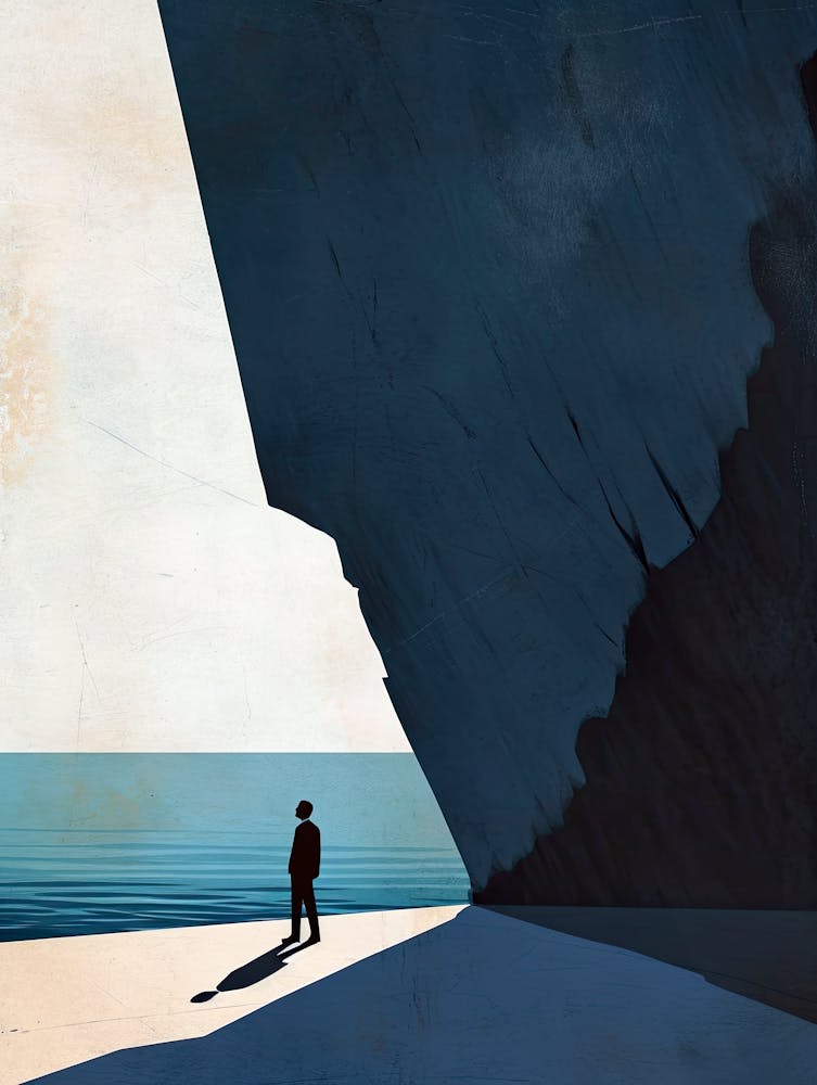 Man Standing In Front Of A Cliff