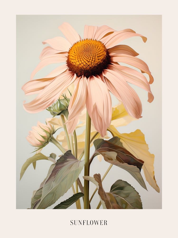 Floral Illustration Sunflower 4 Poster