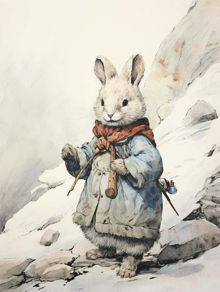 Storybook Animal Watercolour Arctic Hare 1