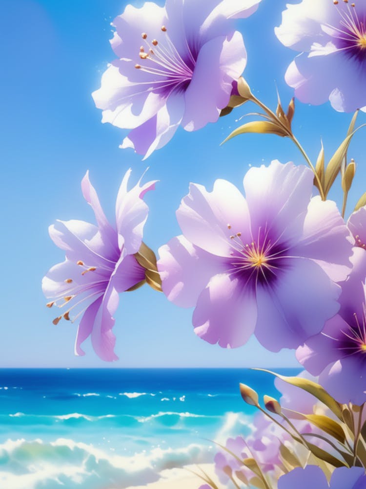 Purple Flowers On The Beach