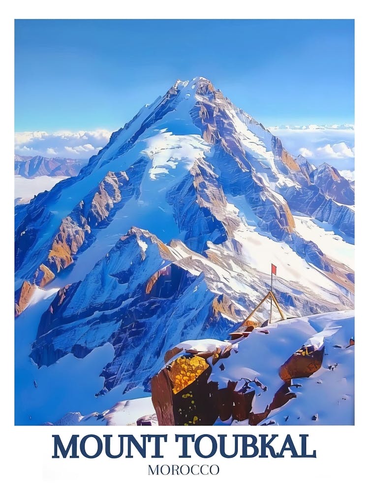 Mount Toubkal Poster Toubkal Peak Toubkal Artwork Toubkal Frame Mount Toubkal Print Toubkal Photo Toubkal Decor