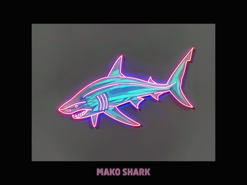 Neon Pink Red Mako Shark Poster 2