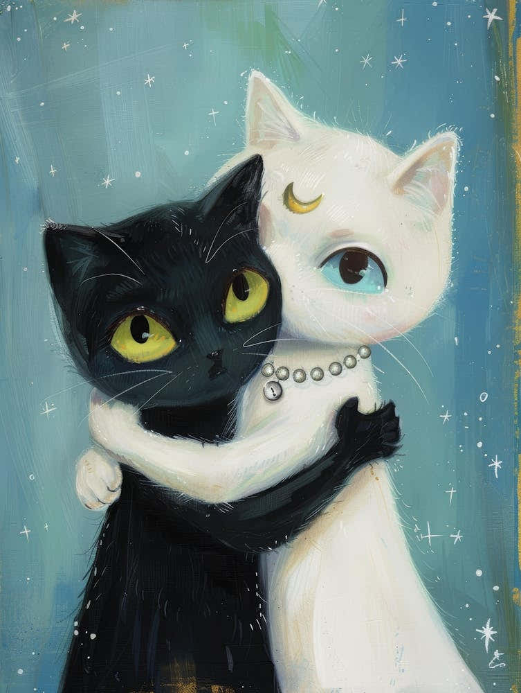 Black And White Cats Hugging