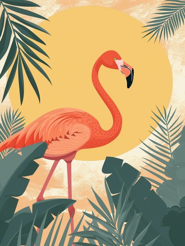 Rosaflamingo Südasien Indien Tropische Illustration 4