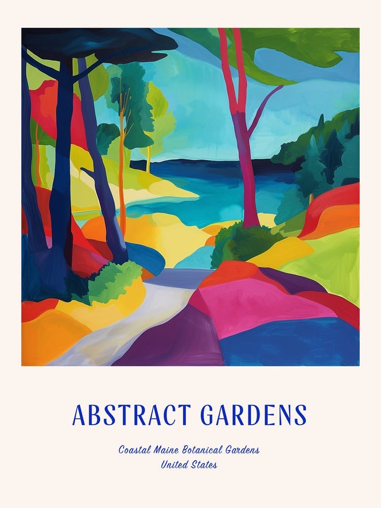 Jardins colorés Coastal Maine Botanical Gardens Usa 2 Affiche Bleue