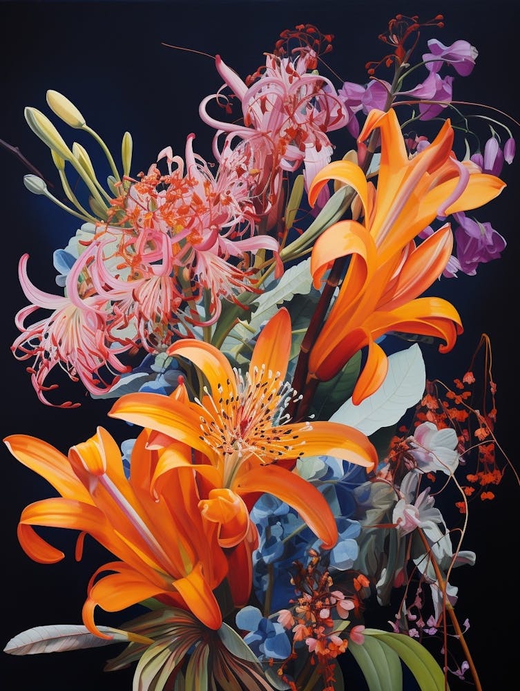 Surreal Florals Kangaroo Paw 4 Flower Painting