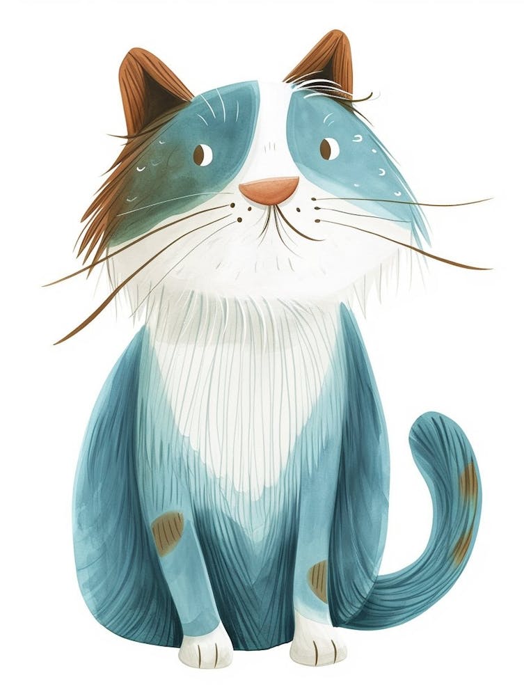 Turkish Van Cat Clipart Illustration 1
