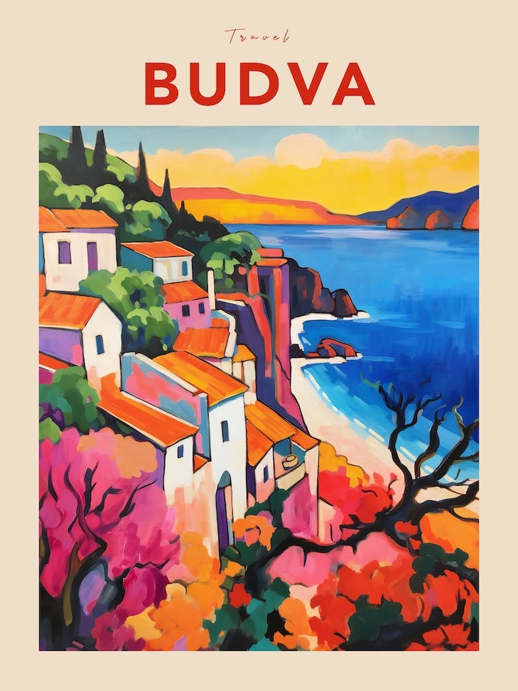 Budva Montenegro 2 Fauvistisches Reiseposter