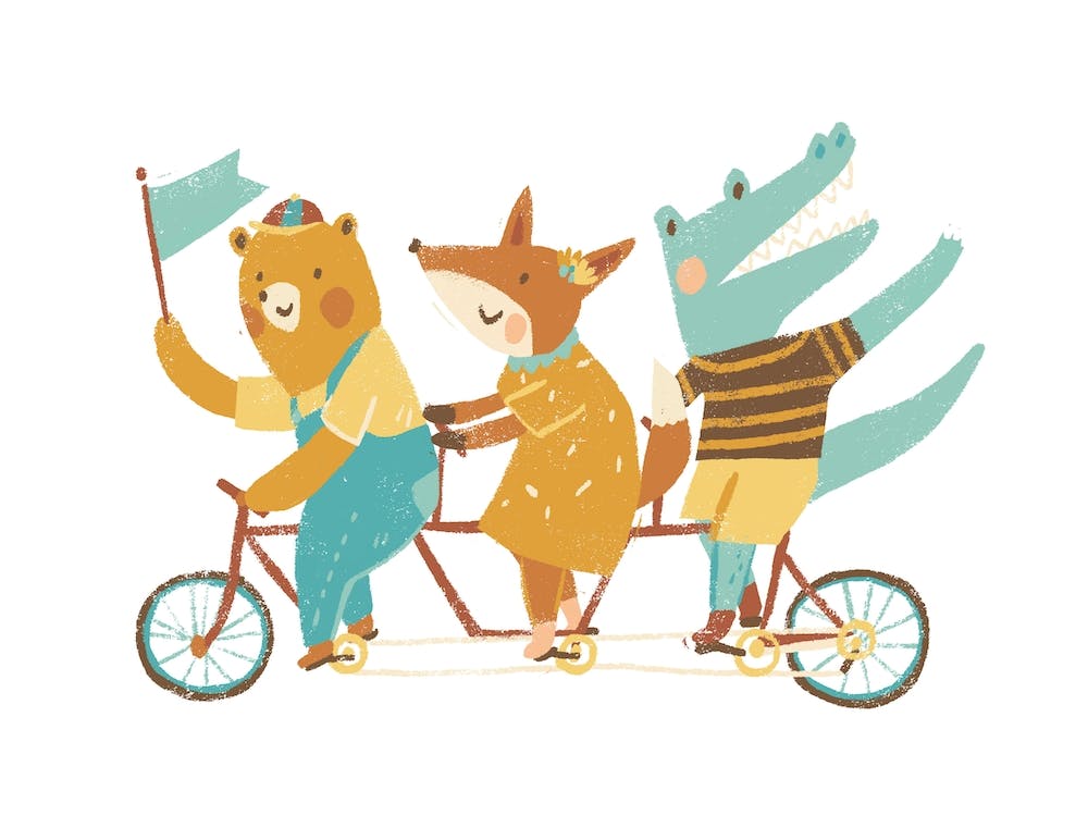 Tierfreunde fahren Fahrrad