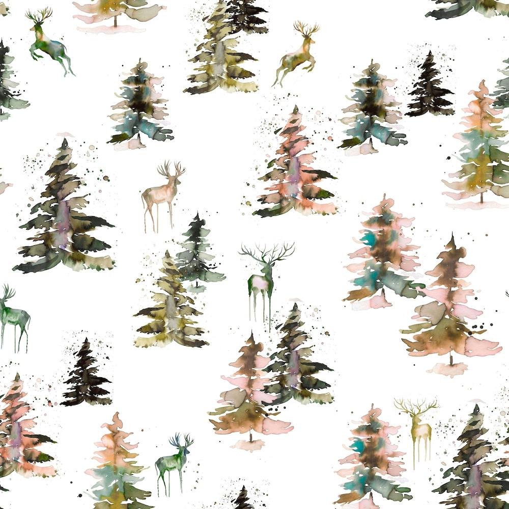 Winter Deers Forest Rustic Square