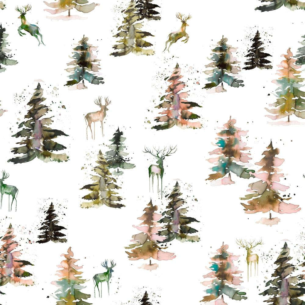 Winter Deers Forest Rustic Square