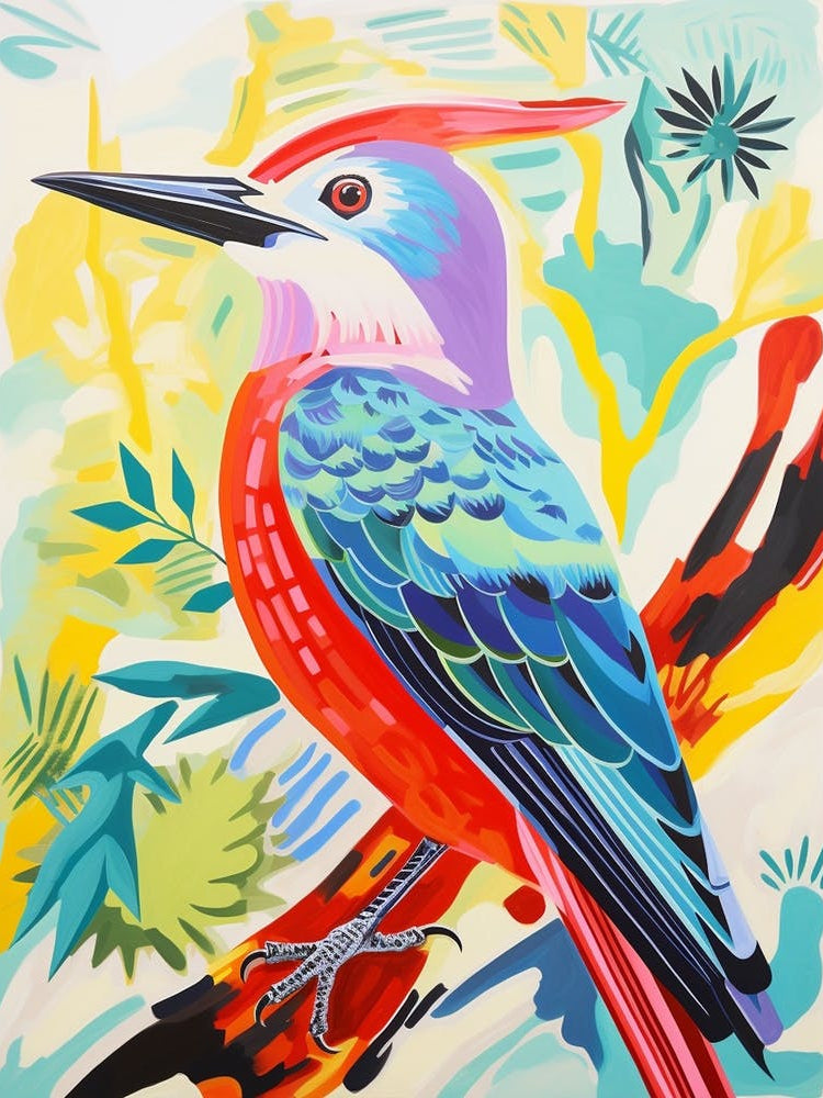 Colourful Bird Painting Woodpecker 1
