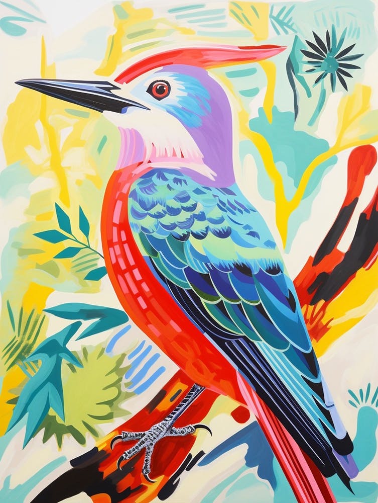 Colourful Bird Painting Woodpecker 1