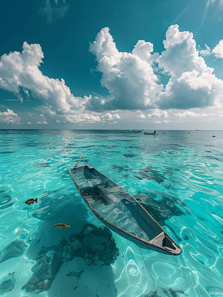 Canoe In Clear Water
