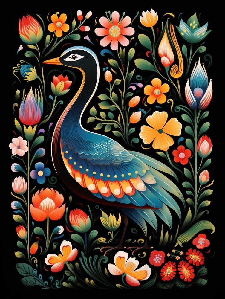 Folk Bird Illustration Goose 2