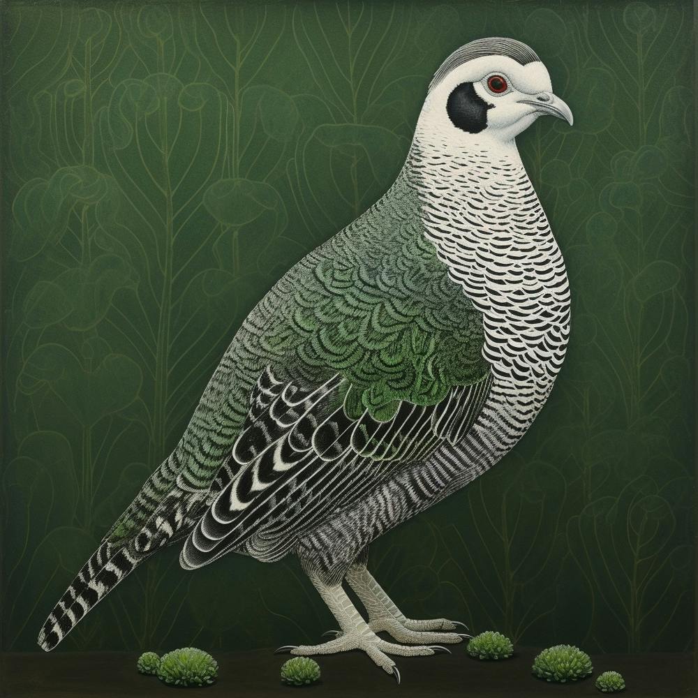 Ohara Koson Inspired Bird Painting Partridge 1 Square