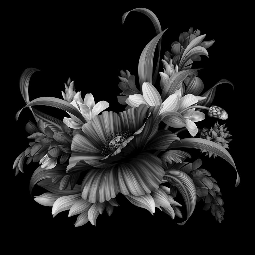 Schwarz-Weiße Blumen 68
