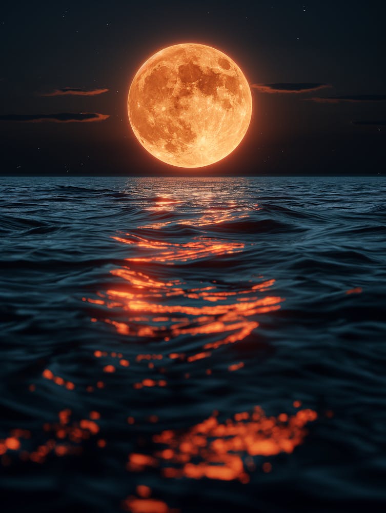 Full Moon Over The Ocean 1