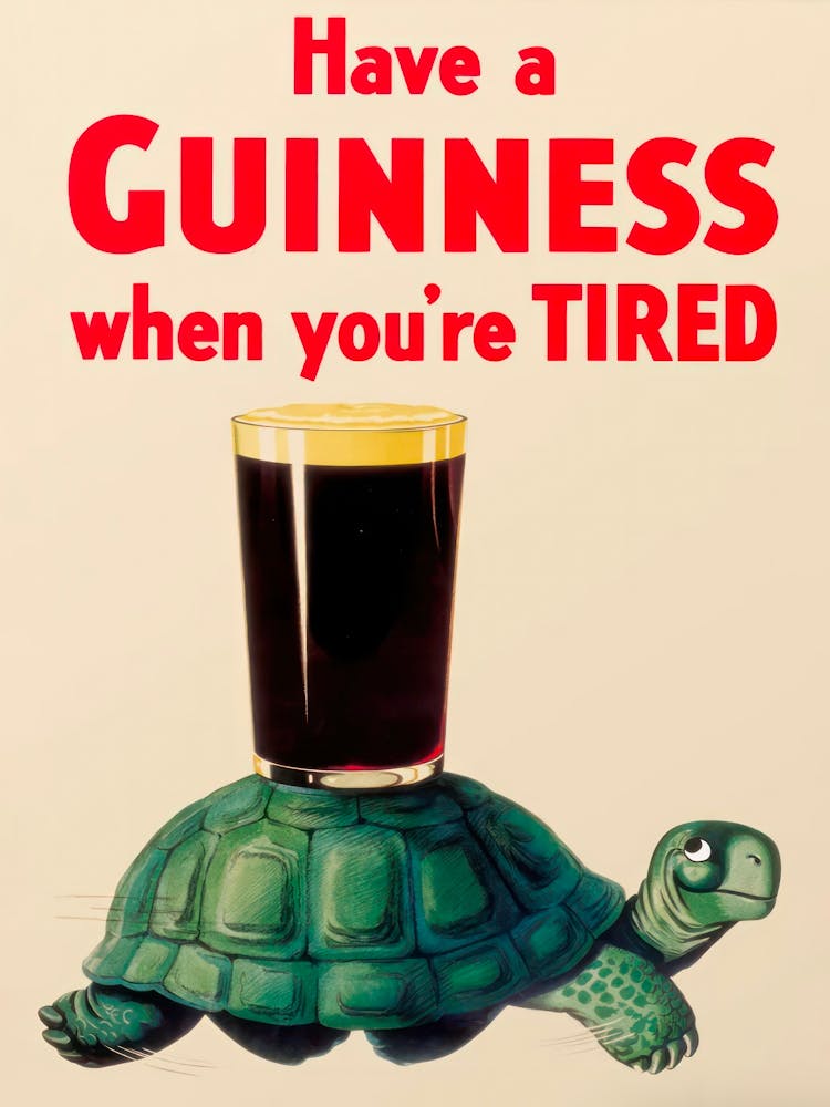 Guiness Turtle Vintage Poster Cocktails Kitchen