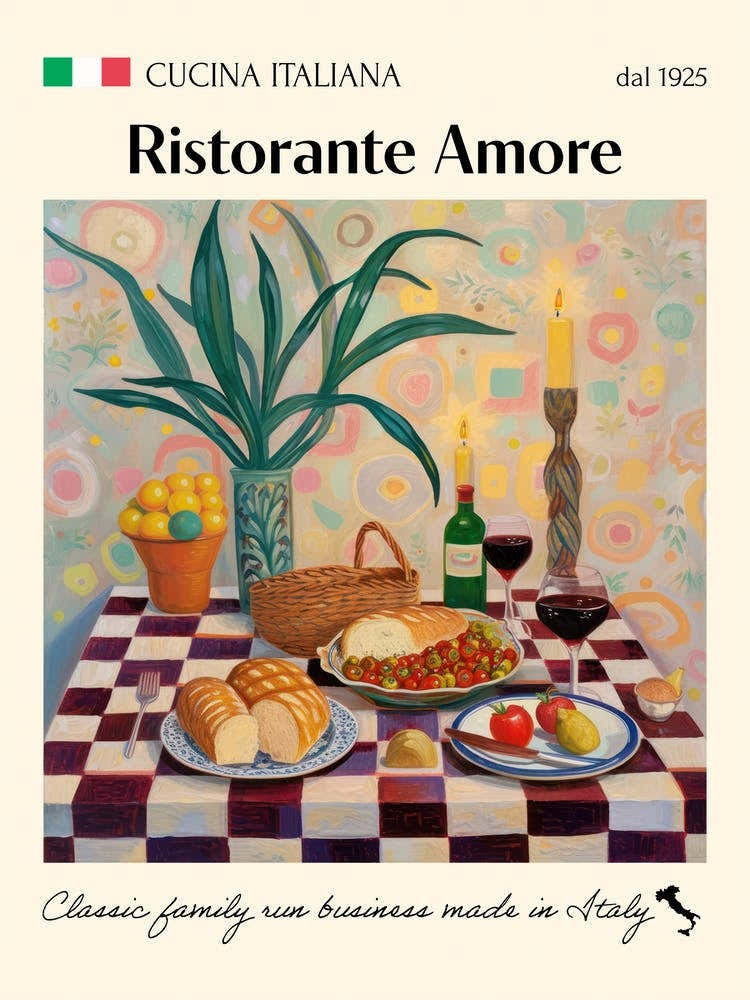 Ristorante Amore Trattoria Italian Poster Food Kitchen