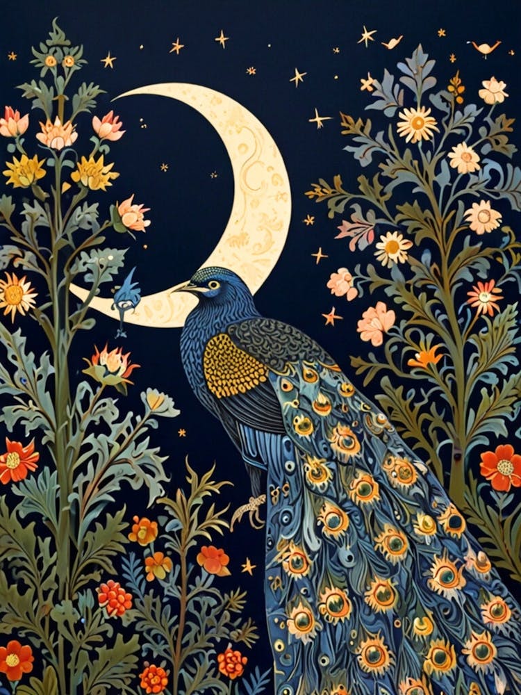 William Morris Peacock And Moon