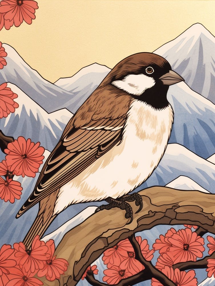 Vogelillustration Haussperling 3