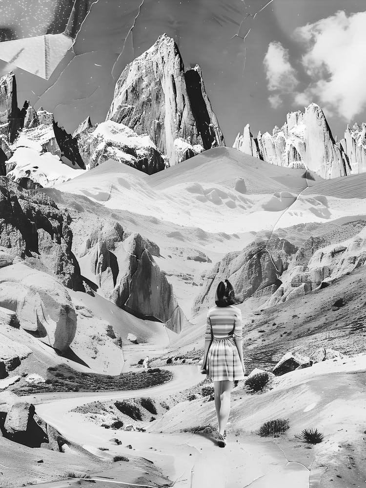 Girl Walking In The Mountains