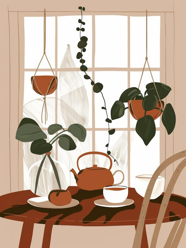 Table With Potted Plants