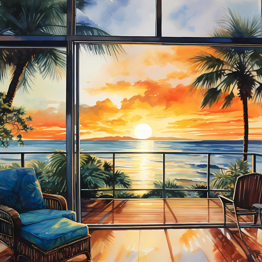 Sea Breeze Sunset: Watercolour Escape