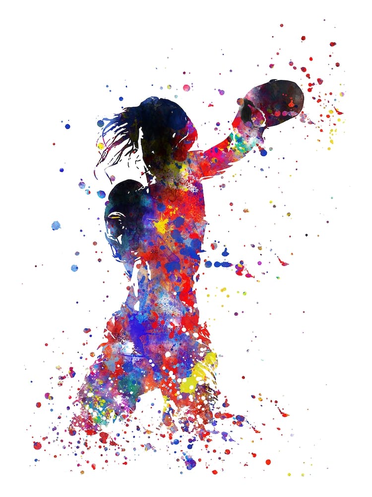 Boxing Girl Female Boxer Watercolor