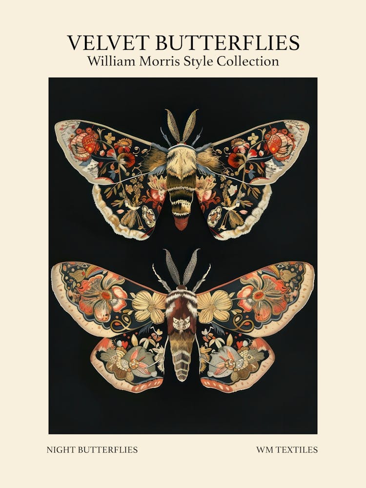 Samtschmetterlinge Kollektion Nachtschmetterlinge William Morris Stil 4