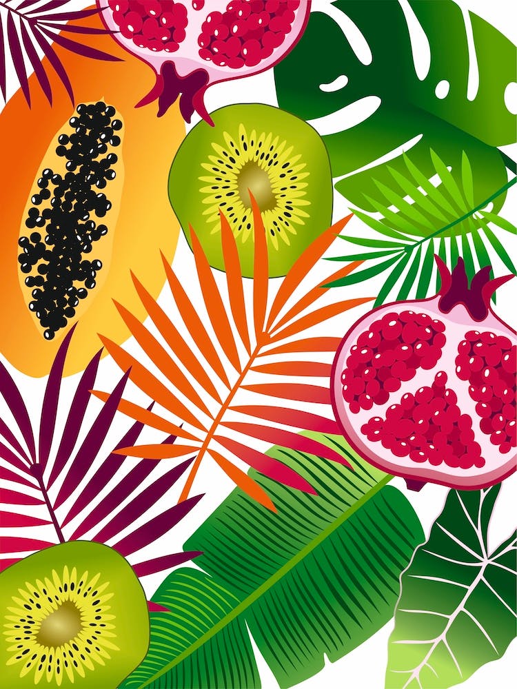 Tropical Fruit and Leaves