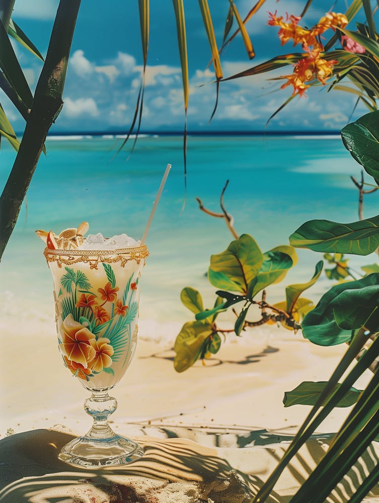 Tropischer Drink am Strand
