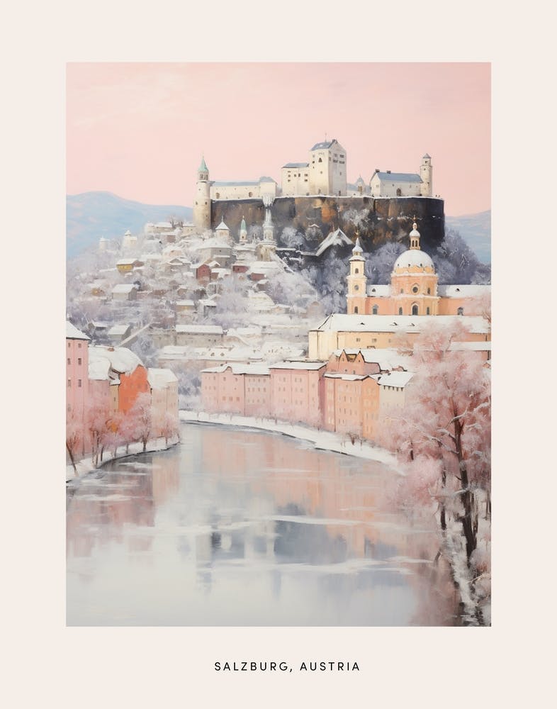 Dreamy Winter Painting Poster Salzburg Austria 3