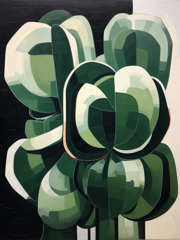 Modern Abstract Cactus Painting Gymnocalycium Cactus 1