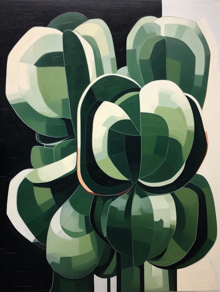 Modern Abstract Cactus Painting Gymnocalycium Cactus 1