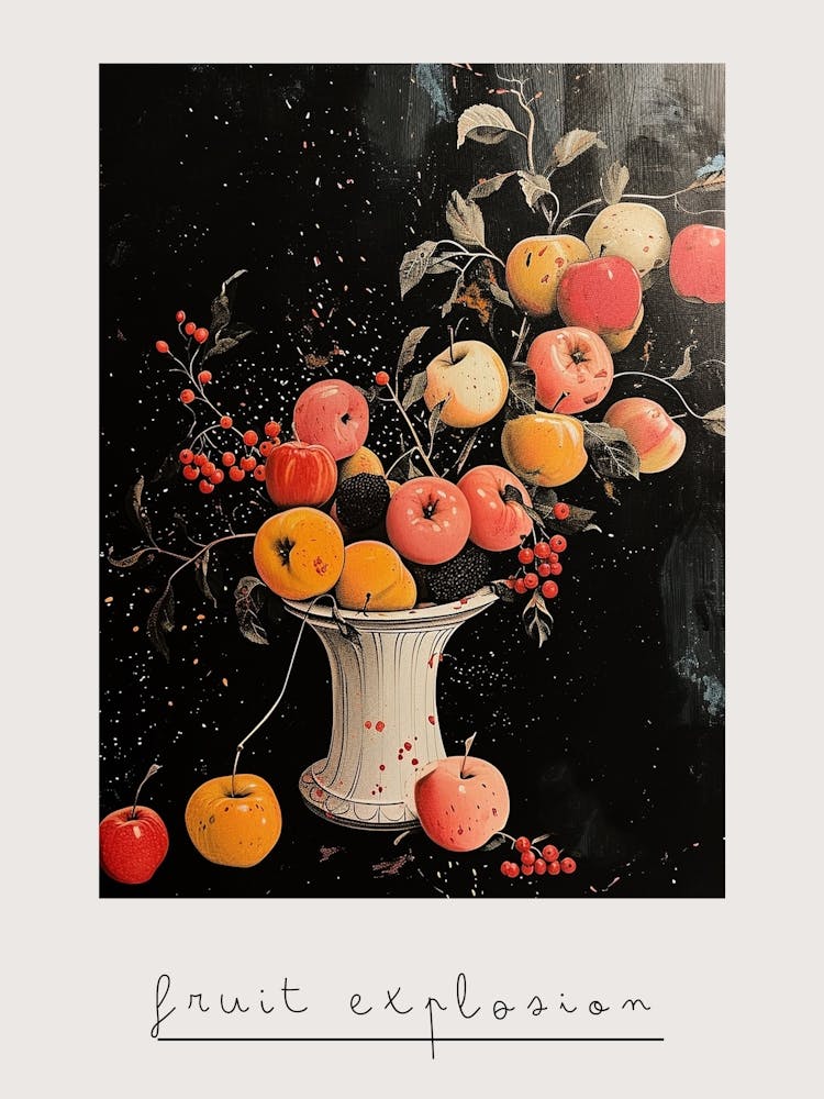 Art Deco Fruit Explosion Poster