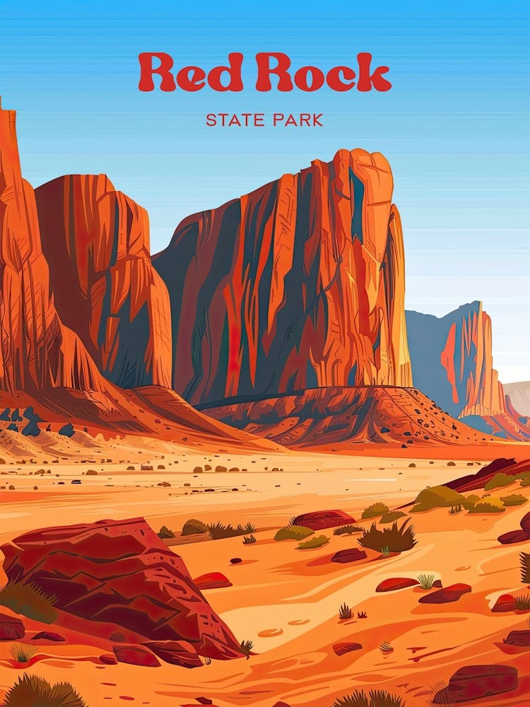 Red Rock State Park Arizona Art Illustration