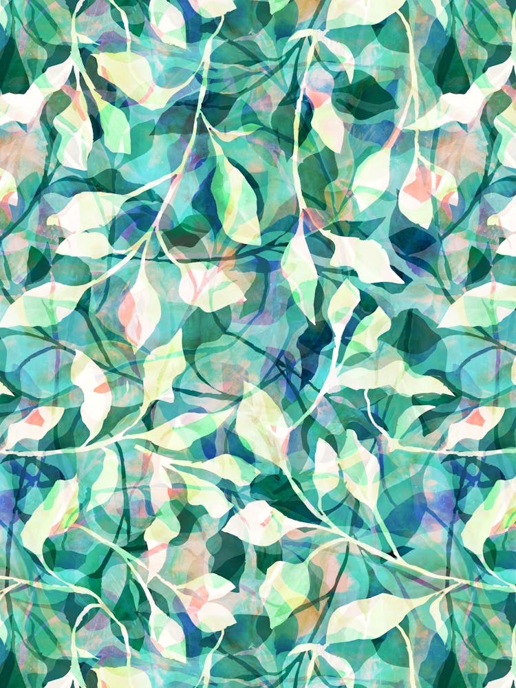 Feuillage Peint à l'Aquarelle - Émeraude