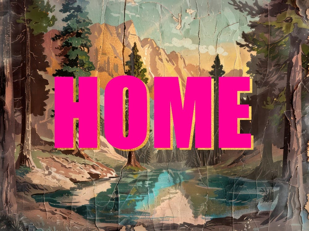 Pink And Gold Home Poster Retro Mountains Illustration 6