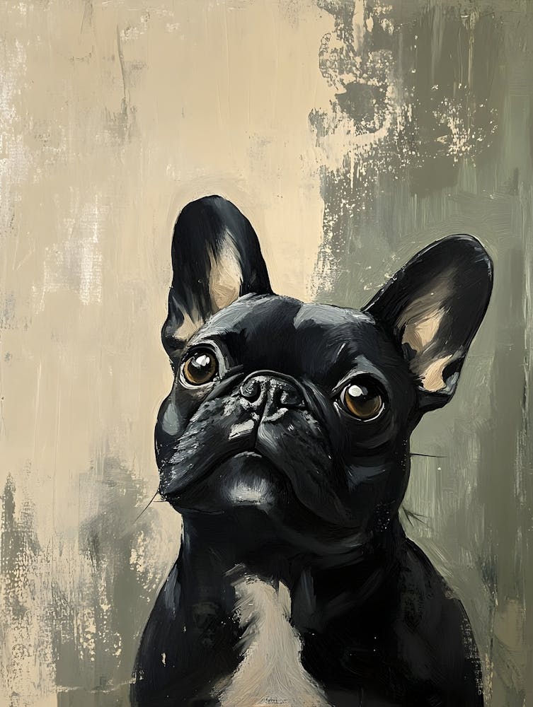 Minimal Frenchie With Blue Background 2